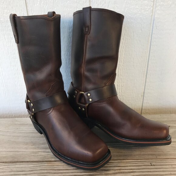 Dingo Dean Mens Brown Leather Motorcycle Biker Harness Riding Boots 13 D DI19056 - Picture 1 of 13